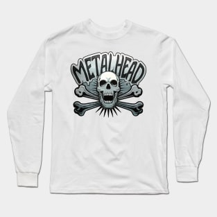 Metalhead Skull & Crossbones for Men & Women Long Sleeve T-Shirt